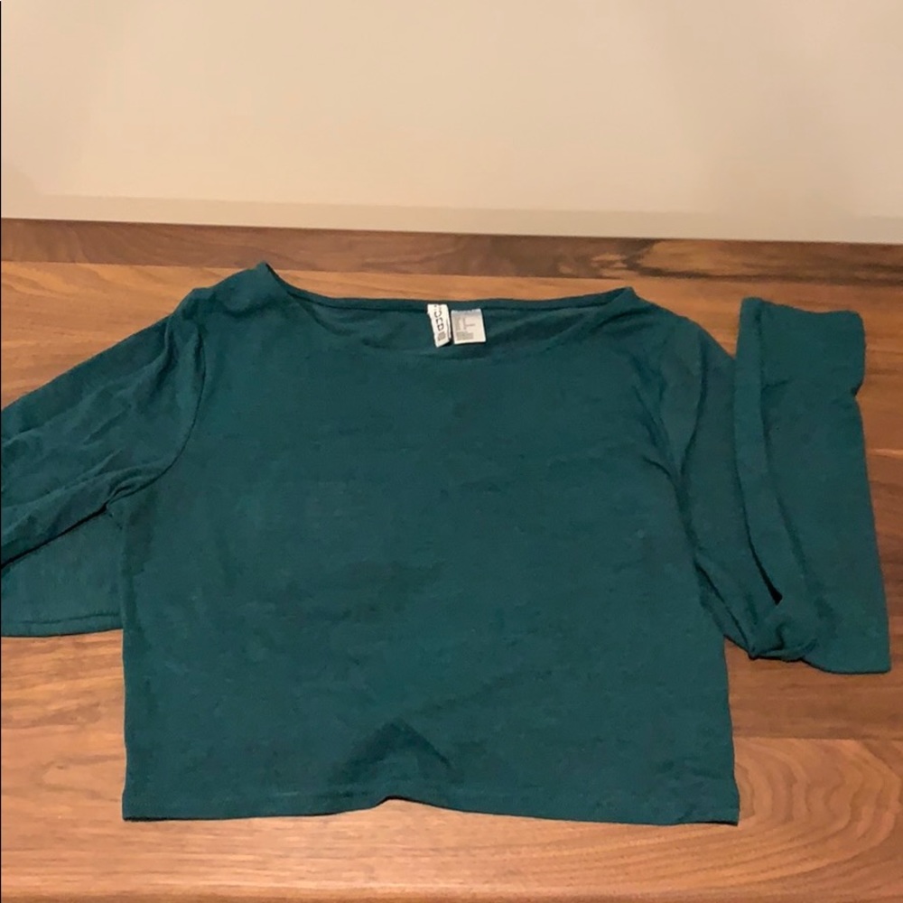 Emerald Green Long Sleeve Crop Top